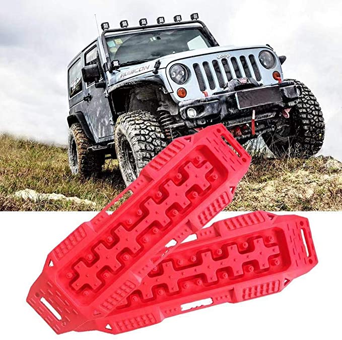 FIREBUG Recovery Track, Recovery Traction Mats for Off-Road Mud, Sand, Snow Vehicle Extraction (Set of 2) ，Generation-2 Red