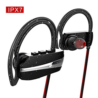 HC-RET Bluetooth Headphones, IPX7 Waterproof Sport Bluetooth Earburds with Mic, V4.1 Noise Cancelling In-Ear Stereo Earphones for Gym Running Workout