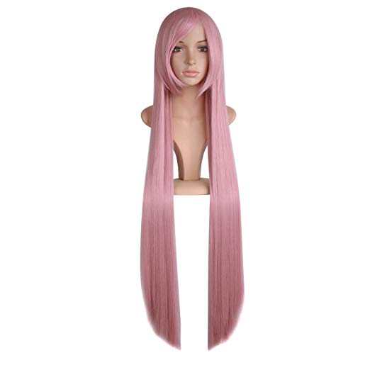 MapofBeauty Long Cosplay Party Pink Straight Wig 100cm