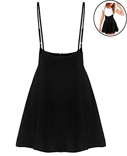 RARITY-US Womens Mini Suspender Skirt High nbspElastic nbspWaist Versatile Flared Hem Overall Dress Sleeveless Sundress
