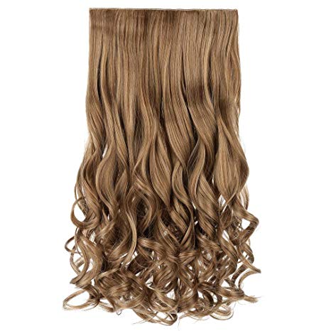 REECHO 14" Short 1-pack 3/4 Full Head Curly Wave Clips in on Synthetic Hair Extensions Hair pieces for Women 5 Clips 3.6 Oz Per Piece - 27T613