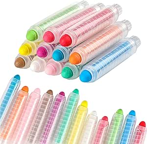 15 Pcs Dustless Chalk Colored twistable Chalk 15 Colors Non Toxic Chalk for Blackboard Doodling, Drawing, Writing