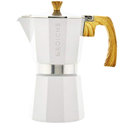 GROSCHE Milano Moka Stovetop Espresso Coffee Maker (6 cup/9.3 oz, White)