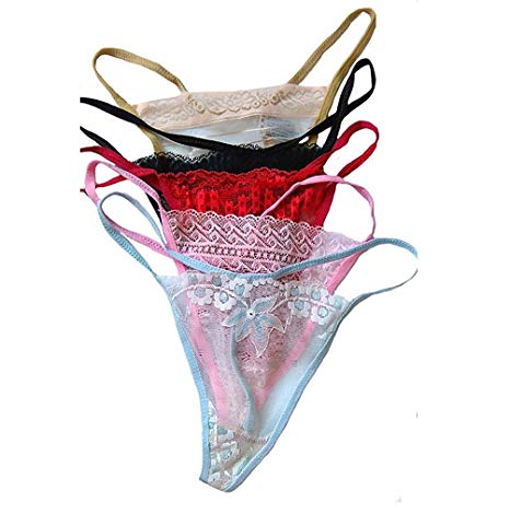 Bestyou Women's Sexy T Back Thongs Lace G String Panties Underwear Pack of 10