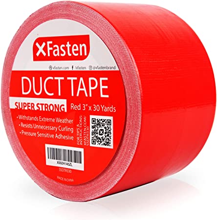 XFasten Super Strong Duct Tape, 3 Inches x 30 Yards (Red, 3-Inch by 30-Yards)