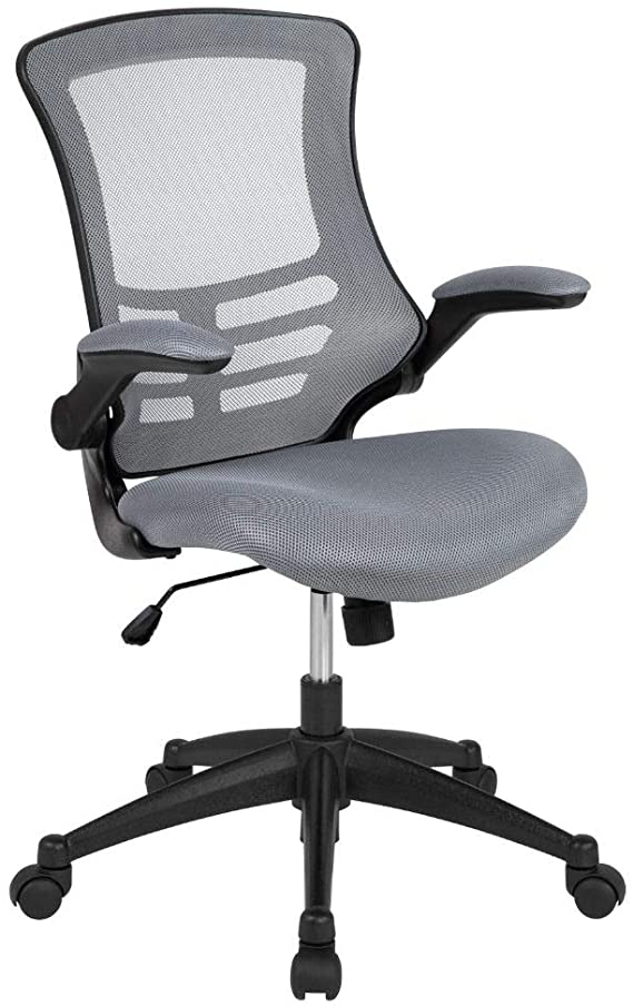 Flash Furniture Mid-Back Dark Gray Mesh Swivel Ergonomic Task Office Chair with Flip-Up Arms