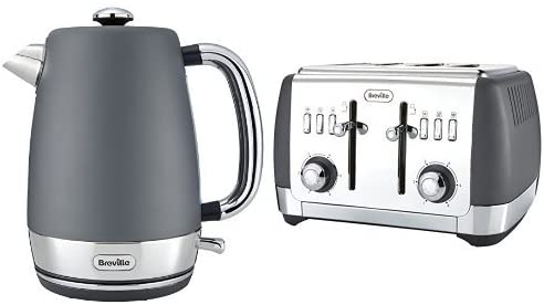 Breville Strata Kettle, 1.7 L, Grey and 4 Slice Toaster, Grey Bundle