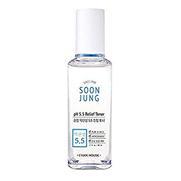 ETUDE HOUSE SoonJung pH 5.5 Relief Toner 2.7 fl. oz. (80ml) - Hypoallergenic Skin Soothing and Moisturizing Facial Toner for Sensitive Skin, Panthenol and Madecassoside Heals Damaged & Irritated Skin