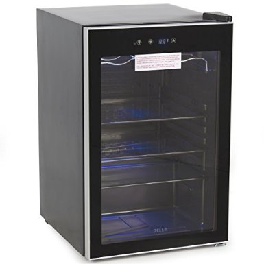DELLA© Beverage Wine Cooler Mini Refrigerator, Digital LED, Black