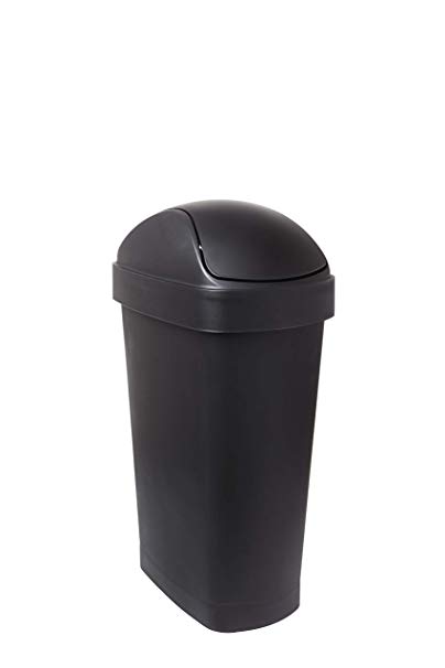Umbra Flippa 8 Gallon Large Rectangular Kitchen Trash Can with Swing-Top Lid for Indoor, Outdoor or Commercial Use, 30L, Black