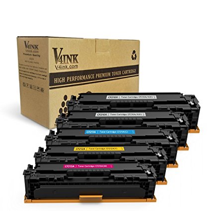 V4INK 5 Pack KCMY New Replacement for HP 131A HP CF210A HP 131X HP CF210X CF211A CF212A CF213A Toner Cartridge for use with HP LaserJet Pro 200 color M251nw, MFP M276nw