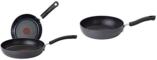 T-fal Ultimate Hard Anodized 2-Piece Scratch Resistant Titanium Nonstick Thermo-Spot PFOA Free 10/12-Inch Cookware Set, Gray, E765S274 & Ultimate Fry Pan, 8-Inch, Gray