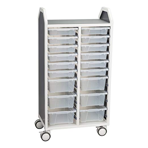Learniture Heavy Duty Mobile Metal Storage Cart with 12 Small and Eight Large Bins, LNT-GNO3043-PKAM-SO