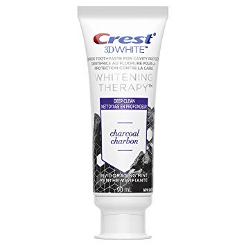 Crest Charcoal Toothpaste, 3D White Whitening Therapy with Fluoride, Invigorating Mint, 90ml