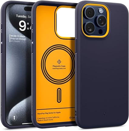 Caseology Nano Pop Mag for iPhone 15 Pro Case 5G [Dual Layer Silicone Case Compatible with Magsafe] Military Grade Drop Tested (2023) - Blueberry Navy