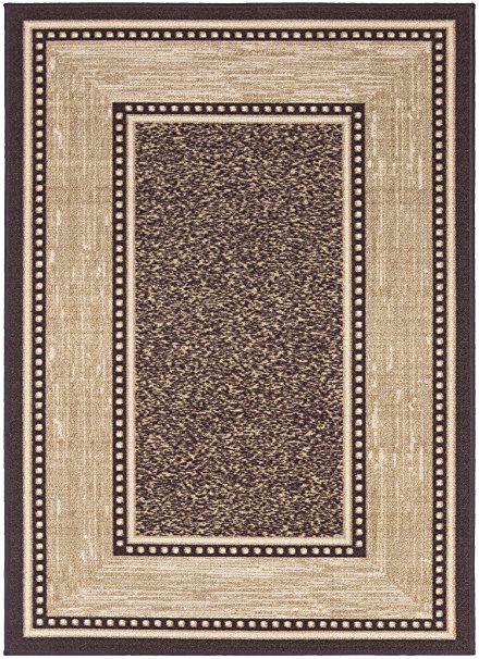 Ottomanson Ottohome Collection Contemporary Bordered Design Modern Area Rug with Non-Skid (Non-Slip) Rubber Backing, 3'3" W x 5' L, Chocolate