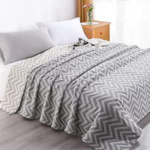 NTBAY 3 Layers Cotton Muslin 68x92 Twin Bed Blanket, Super Soft Breathable Thermal Yarn Dyed Quilt for Adults, Perfect Lightweight Blanket for Couch Sofa Bed All Seasons, Chevron