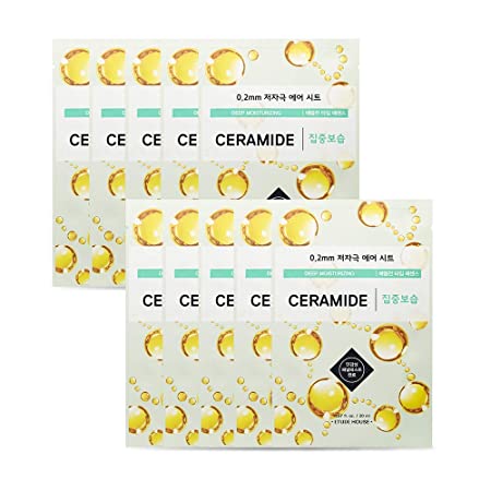 ETUDE HOUSE 0.2 Therapy Air Mask 10 Sheets (Ceramide) | Hypo-Allergenic Mask Sheet with Deep Moisture and Skin Reinforcement