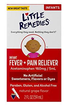 Little Remedies Infant Fever & Pain Reliever with Acetaminophen | Natural Grape | 2 oz