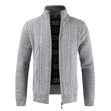 Kemilove Merino Wool Hooded Zip-Up Irish Sweater Coat