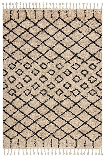 Rivet Shag Diamond Morrocan Mat, 2'2" x 4", Cream