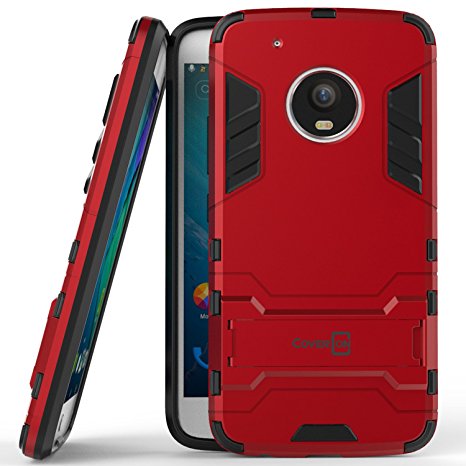 Moto G5 Plus Case, Moto G Plus 5th Generation Case, Moto X 2017 Case, CoverON [Shadow Armor Series] Hard Slim Hybrid Kickstand Phone Cover for Motorola Moto X (2017 Version) / G5 Plus Red / Black