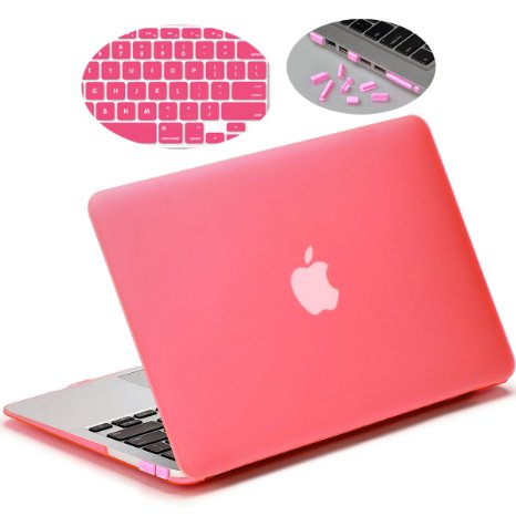 Matte Hard Case for 11-inch MacBook Air, LENTION Clear Plastic Hard Shell for Apple Mac Book Laptop, Matte Finish Case with Rubber Feet, Come with Anti-Dust Port Plugs & Keyboard Cover (Pink)
