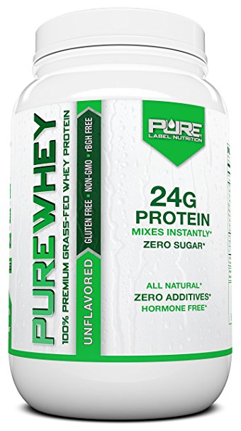 Grass Fed Whey Protein | 2lb + Unflavored Whey from Grass Fed California Cows | 100% Natural Whey w/ No Sweeteners or Added Sugars | rBHG Free + GMO-Free + Gluten Free + Preservative Free | PURE Whey