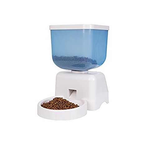 Automatic Feeder, PYRUS Programmable Automatic Cat Feeding Electric Dispenser with Large LCD Panel, Voice Reminding for Cat, Small dogs, rabbit and other small animals ( Capacity 5L )