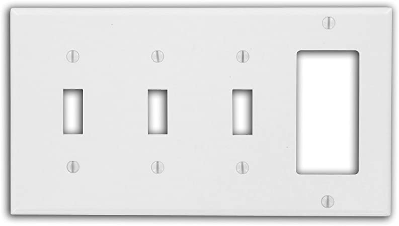 Leviton P326-W 4-Gang 3-Toggle 1-Decora/GFCI Device Combination Wallplate (White)