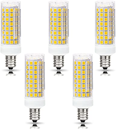 IIDEE E12 LED Bulb 7W Dimmable, Equivalent 70W Halogen Bulbs 730LM Warm White 3200k，E12 Candelabra Bulb AC110-130V, 360° Beam Angle for Home Lighting/Ceiling Light/Desk Lamp/Chandelier/(5Pack)