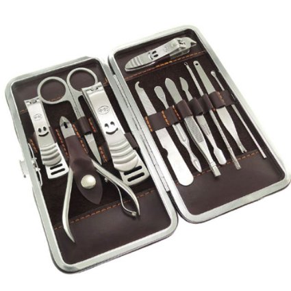 LUXEHOME Stainless Steel Personal Manicure and Pedicure Set Travel and Grooming Kit 12 Piece in 1