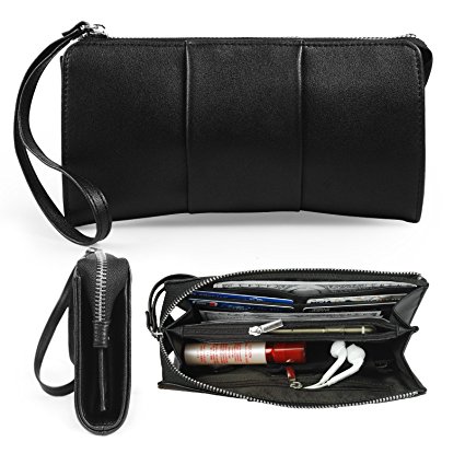 Becko Women Wallet and Purse Long Clutch Butterfly Handbag Card Holder - Black