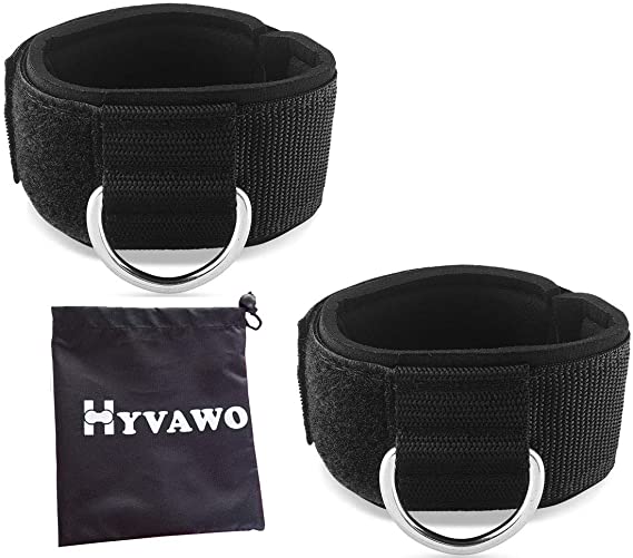 HYVAWO Ankle Strap Neoprene Padded Fitness Wrist Cuff with D Ring High Strength Exercises Belt Gym Pulley Strap for Cable Machines