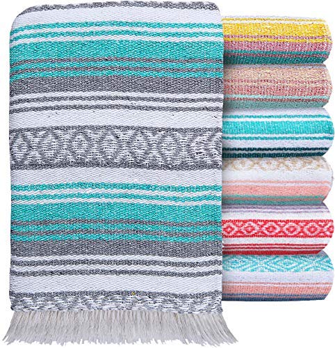 El Paso Designs Mexican Blanket Pastel Bloom Collection Yoga Classic Mexican Falsa Pattern Woven Throw 51in x 74in