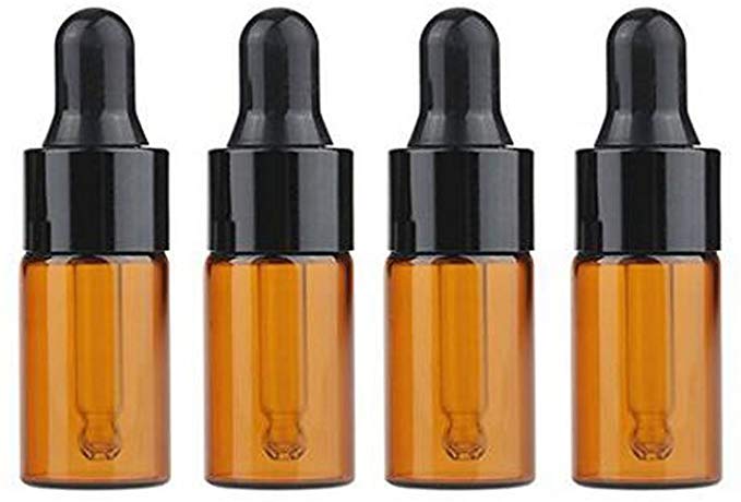 24PCS Refillable Empty Amber Glass Dropper Bottle With Eye Dropper Vials And Pipette For Cosmetic Perfume Essential Oil (3ml)