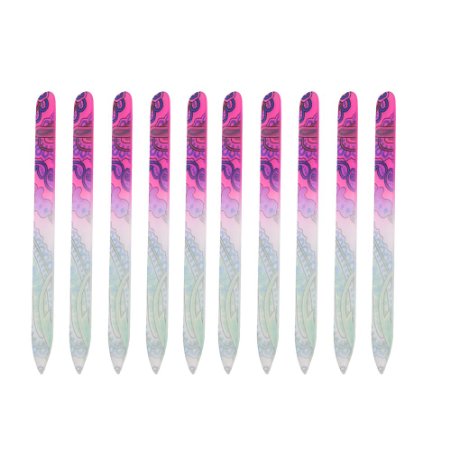 10 pack Professional Nail Art Durable Multicolor Manicure Crystal Printed Flower Pattern Glass Nail File Nail Art DIY Decoration