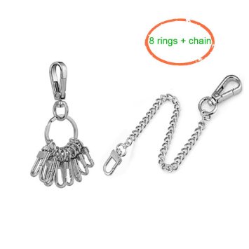 SUMCOO Metal key chian and key rings with long chain,metal 8 rings