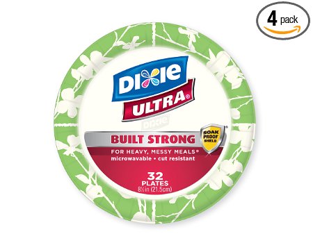 Dixie Ultra Disposable Plates, 8 1/2 Inch, 32 Count (Pack of 4)
