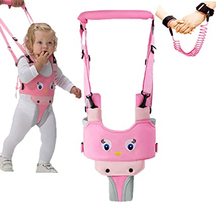 Baby Walker,Walking Handheld Babies Harness Adjustable,Child Activity Toddler Walking Assistant-Help Baby Walk-Pulling and Lifting Dual Use-for 8-24 Month Baby(Pink)