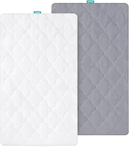 Bassinet Mattress Pad Cover Waterproof, Quilted Bassinet Sheets Fits 19" x 33" Baby Delight, YADAQE, KoolaBaby, Angelbliss, Cowiewie, Maxi COSI, Dream On Me Skylar/Lotus and BabyBond Bedside, 2 Pack