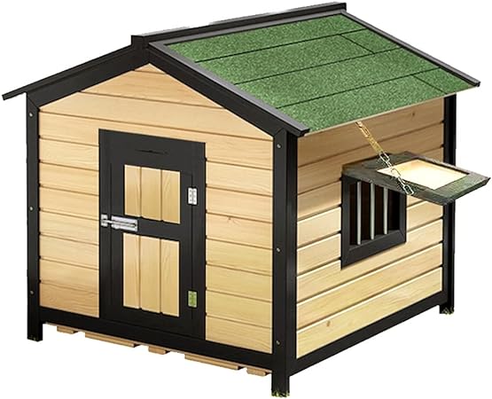 Large Wooden Dog House with Rainproof Roof, Sunshade Plate, Fully Enclosed Doors & Ventilation Window, Pet Cage for Outdoor Use, Crate for Samoyed (Size : XL-1)