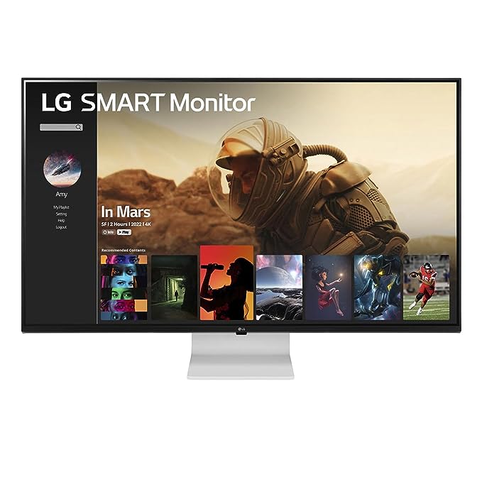 LG Smart Monitor (43") 4K UHD IPS Display (3840 * 2160) with HDR 10, Wireless Connectivity, webOS, AirPlay 2, USB Type-C (65W PD), Speakers 10W X 2, Magic Remote, HDMIx2, DP, HP Out, 43SQ700 (White)