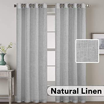 H.VERSAILTEX 2 Pack Ultra Luxurious Solid High Woven Linen Elegant Curtains Nickel Grommet Breathable and Airy Drapes for Bedroom/Livingroom - 52 by 96 Inch, Set 2 Panels, Dove