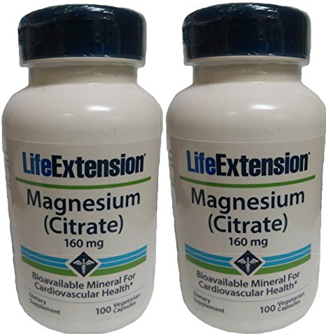 Life Extension Magnesium Citrate, 160 Mg, 100 Capsules (2 Pack)