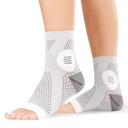 BraceAbility Neuropathy Socks - Peripheral Neuritis Therapy Compression Diabetic Open-Toe Foot Sleeves for Ankle Gout, Nerve Damage Pain in Legs and Feet Relief Brace for Men and Women (L - 1 Pair)