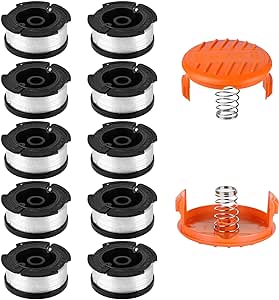 AF-100 String Trimmer Line Replace, 30ft 0.065 String Trimmer Spool Compatible with Black   Decker Autofeed System Replacement Durable Line String Trimmer 10 Replacement Spools, 2 Spool Cap, 2 Spring