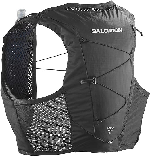 Salomon Active Skin 4 Running Hydration Pack with flasks, Black, M