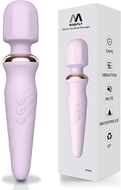 MANFLY Rechargeable Neck Massager with Memory - Premium with 25 Patterns 5 Speeds and One Click Recovery - Perfect for Muscle massage - Lavender