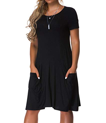 VOIANLIMO Women's Plus Size Casual Loose T Shirt Mini Dress with Pockets